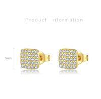 1 Pair Simple Style Shiny Round Square Water Droplets Inlay Sterling Silver Zircon Ear Studs main image 3