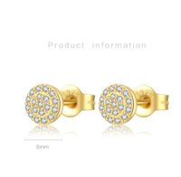 1 Pair Simple Style Shiny Round Square Water Droplets Inlay Sterling Silver Zircon Ear Studs main image 2