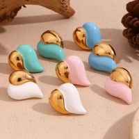 1 Pair Sweet Simple Style Heart Shape Plating 304 Stainless Steel 18K Gold Plated Ear Studs main image 3
