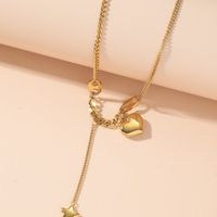 Titanium Steel 18K Gold Plated Casual Simple Style Inlay Star Heart Shape Zircon Pendant Necklace main image 3