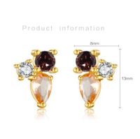 1 Pair Simple Style Shiny Round Water Droplets Plating Inlay Sterling Silver Zircon 18K Gold Plated Ear Studs main image 2