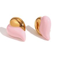1 Pair Sweet Simple Style Heart Shape Plating 304 Stainless Steel 18K Gold Plated Ear Studs sku image 3