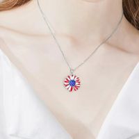 Wholesale Jewelry Modern Style Artistic Sunflower Alloy Silver Plated Enamel Plating Pendant Necklace main image 1