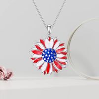 Wholesale Jewelry Modern Style Artistic Sunflower Alloy Silver Plated Enamel Plating Pendant Necklace main image 2