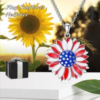 Wholesale Jewelry Modern Style Artistic Sunflower Alloy Silver Plated Enamel Plating Pendant Necklace main image 5