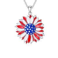 Wholesale Jewelry Modern Style Artistic Sunflower Alloy Silver Plated Enamel Plating Pendant Necklace sku image 1