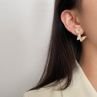1 Pair Modern Style Simple Style Butterfly Plating Inlay Copper Zircon 14K Gold Plated Ear Studs main image 5