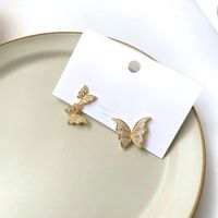 1 Pair Modern Style Simple Style Butterfly Plating Inlay Copper Zircon 14K Gold Plated Ear Studs main image 3
