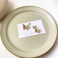1 Pair Modern Style Simple Style Butterfly Plating Inlay Copper Zircon 14K Gold Plated Ear Studs main image 1