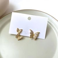 1 Pair Modern Style Simple Style Butterfly Plating Inlay Copper Zircon 14K Gold Plated Ear Studs main image 2