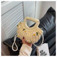 Women's Medium Fabric Flower Cute Weave Open Crochet Bag main image 2