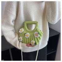Women's Medium Fabric Flower Cute Weave Open Crochet Bag main image 4