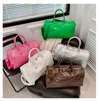 Women's Large Pu Leather Solid Color Basic Classic Style Square Zipper Travel Bag main image video