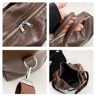 Women's Large Pu Leather Solid Color Basic Classic Style Square Zipper Travel Bag main image 9