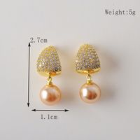 1 Pair Casual Simple Style Geometric Inlay Copper Rhinestones Pearl 18K Gold Plated Drop Earrings Ear Studs sku image 2
