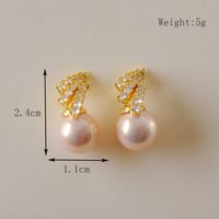 1 Pair Casual Simple Style Geometric Inlay Copper Rhinestones Pearl 18K Gold Plated Drop Earrings Ear Studs sku image 1