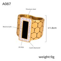 304 Stainless Steel 18K Gold Plated Elegant Vintage Style French Style Plating Inlay Hexagon Quadrilateral Acrylic Rhinestones Shell Jewelry Set main image 3
