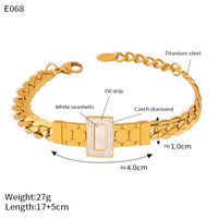 304 Stainless Steel 18K Gold Plated Elegant Vintage Style French Style Plating Inlay Hexagon Quadrilateral Acrylic Rhinestones Shell Jewelry Set main image 2