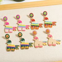 1 Pair Cute Simple Style Classic Style Horse Inlay Alloy Seed Bead Drop Earrings main image 6