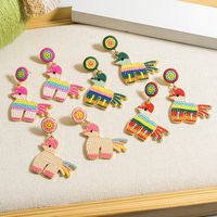 1 Pair Cute Simple Style Classic Style Horse Inlay Alloy Seed Bead Drop Earrings main image 3