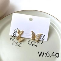 1 Pair Modern Style Simple Style Butterfly Plating Inlay Copper Zircon 14K Gold Plated Ear Studs sku image 1