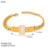 304 Stainless Steel 18K Gold Plated Elegant Vintage Style French Style Plating Inlay Hexagon Quadrilateral Acrylic Rhinestones Shell Jewelry Set sku image 13