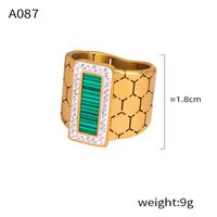 304 Stainless Steel 18K Gold Plated Elegant Vintage Style French Style Plating Inlay Hexagon Quadrilateral Acrylic Rhinestones Shell Jewelry Set sku image 10