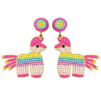 1 Pair Cute Simple Style Classic Style Horse Inlay Alloy Seed Bead Drop Earrings sku image 1