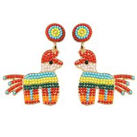 1 Pair Cute Simple Style Classic Style Horse Inlay Alloy Seed Bead Drop Earrings sku image 3