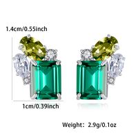 Glam Luxurious Shiny Square Sterling Silver Inlay Zircon White Gold Plated Women's Jewelry Set sku image 2