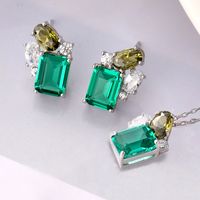 Glam Luxurious Shiny Square Sterling Silver Inlay Zircon White Gold Plated Women's Jewelry Set sku image 3
