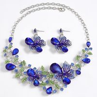 Elegant Glam Luxurious Flower Alloy Inlay Rhinestones Women's Earrings Necklace main image 3
