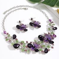 Elegant Glam Luxurious Flower Alloy Inlay Rhinestones Women's Earrings Necklace sku image 2