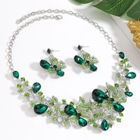 Élégant Glamour Luxueux Fleur Alliage Incruster Strass Femmes Des Boucles D'Oreilles Collier sku image 3