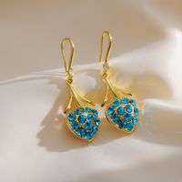 1 Pair Simple Style Shiny Round Leaves Inlay Copper Pearl Zircon 18K Gold Plated Drop Earrings main image 5