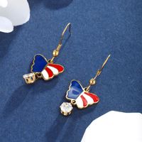 1 Pair XUPING Simple Style Hot Air Balloon Heart Shape Butterfly Enamel Plating 304 Stainless Steel Artificial Gemstones Artificial Pearls 18K Gold Plated Ear Hook main image 1