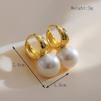1 Pair Simple Style Shiny Round Leaves Inlay Copper Pearl Zircon 18K Gold Plated Drop Earrings sku image 1
