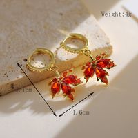 1 Pair Simple Style Shiny Round Leaves Inlay Copper Pearl Zircon 18K Gold Plated Drop Earrings sku image 5