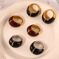 Retro Classic Style British Style Geometric 304 Stainless Steel Gold Plated Rings In Bulk main image 6