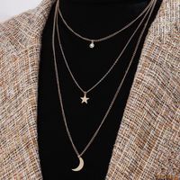 Copper Basic Modern Style Classic Style Inlay Star Moon Zircon Pendant Necklace sku image 1