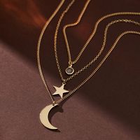 Copper Basic Modern Style Classic Style Inlay Star Moon Zircon Pendant Necklace main image 3