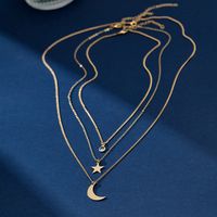 Copper Basic Modern Style Classic Style Inlay Star Moon Zircon Pendant Necklace main image 5