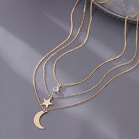 Copper Basic Modern Style Classic Style Inlay Star Moon Zircon Pendant Necklace main image 6