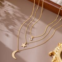Copper Basic Modern Style Classic Style Inlay Star Moon Zircon Pendant Necklace main image 4