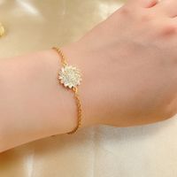 Wholesale Elegant Korean Style Round 304 Stainless Steel Copper Plating Inlay 18K Gold Plated Zircon Bracelets main image 8