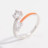 Sterling Silver White Gold Plated Elegant Simple Style Commute Plating Inlay Heart Shape Zircon Open Rings main image 4