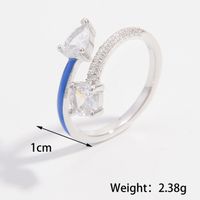 Sterling Silver White Gold Plated Elegant Simple Style Commute Plating Inlay Heart Shape Zircon Open Rings sku image 7