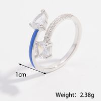 Sterling Silver White Gold Plated Elegant Simple Style Commute Plating Inlay Heart Shape Zircon Open Rings sku image 8