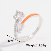 Sterling Silver White Gold Plated Elegant Simple Style Commute Plating Inlay Heart Shape Zircon Open Rings sku image 1