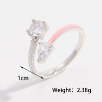 Sterling Silver White Gold Plated Elegant Simple Style Commute Plating Inlay Heart Shape Zircon Open Rings sku image 4